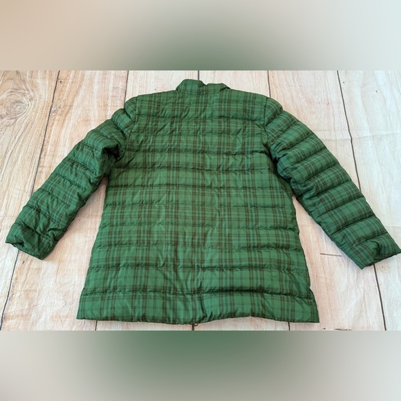 J Jill Down Puffer Jacket Womens Size Large Green Plaid Full Zip Pockets - Picture 9 of 10